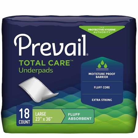 Prevail Total Care Disposable Underpad Prevail 23 X 36 Inch Fluff Light Absorbency, 72PK PV-418